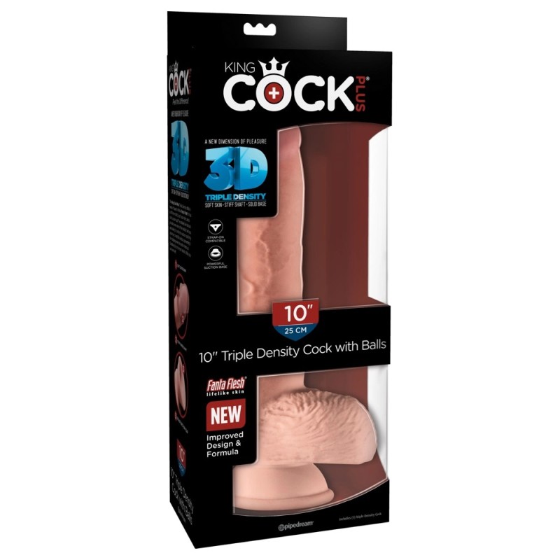 King Cock Plus - Realistyczne Dildo Z Jądrami I Przyssawką 25 CM Jasny Kolor Skóry